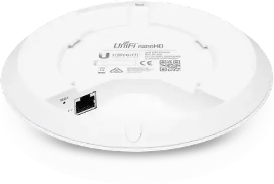 Punct de Acces Wireless Ubiquiti UniFi nanoHD WiFi 5 802.11ac Dual-Band AC1750, 4x4 MU-MIMO, Viteza 1.7 Gbps, Alimentare PoE, Montaj Tavan/Perete Alb