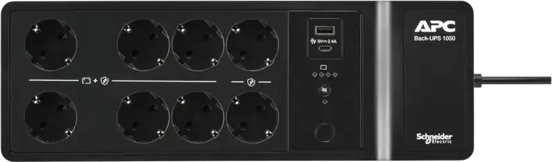 APC Back-UPS BE1050G2-GR Standby UPS 1050VA/600W, 8x Schuko Outlets, USB-A & USB-C Ports, Surge Protection, Black