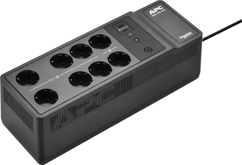 APC Back-UPS BE1050G2-GR Standby UPS 1050VA/600W, 8x Schuko Outlets, USB-A & USB-C Ports, Surge Protection, Black