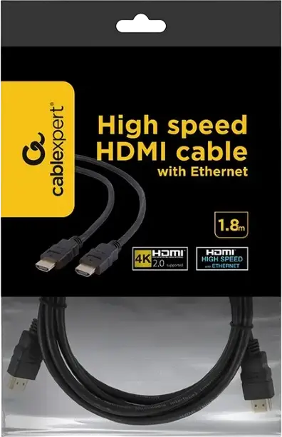 Кабель Gembird CC-HDMI4-6 HDMI 2.0 High Speed, 4K UHD 3840x2160@60Гц, 18Гбит/с, с Ethernet, 3D, HEC, HARC, 1.8м, Черный