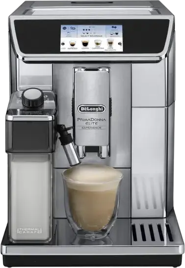 DeLonghi PrimaDonna Elite Experience ECAM650.85MS Automatic Coffee Machine, 1450W, 19 Bar, 2L Tank, LatteCrema System, 4.3" Touch Screen, Silver
