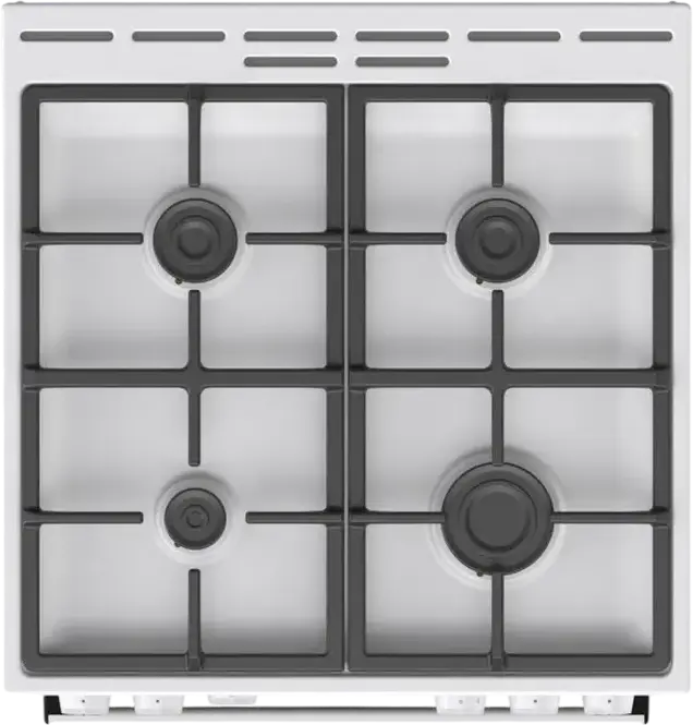 Gorenje GG6A10WFFM Gas Range Cooker, 4 Burners, 72L Oven, Cast Iron Grates, White Enamel, Steam Cleaning, Class A, 60x85x60 cm