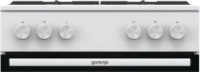 Gorenje GG6A10WFFM Gas Range Cooker, 4 Burners, 72L Oven, Cast Iron Grates, White Enamel, Steam Cleaning, Class A, 60x85x60 cm