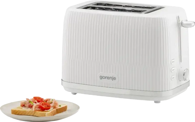 Prăjitor de pâine Gorenje T850DPW, 2 fete, 850W, 7 nivele de prăjire, sistem High Lift, funcții de dezgheț și reîncălzire, tăviță pentru firimituri, Culoare: Alb