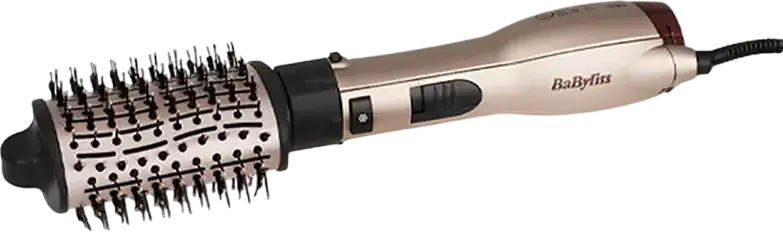 BaByliss Smooth Volume AS90PE Hot Air Brush Hair Dryer, 1000W Tourmaline Ceramic Ionic Anti-Frizz Styler with 2 Interchangeable Heads and Rotating Cable