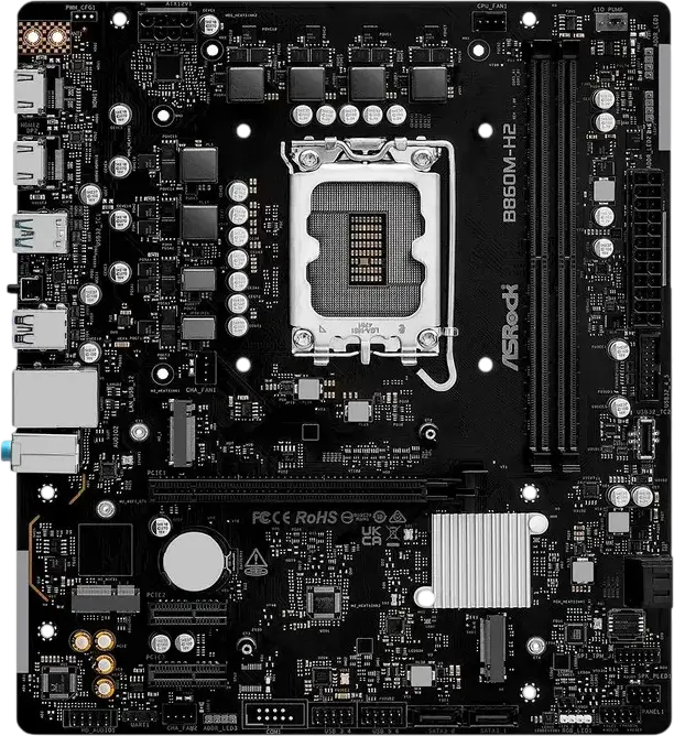 Placa de baza ASRock B860M-H2 Micro-ATX LGA1851 Intel B860 DDR5 8333+ MHz OC PCIe Gen5 M.2 HDMI 2.1 USB 3.2 Gen 2x2 Type-C pentru Intel Core Ultra Series 2