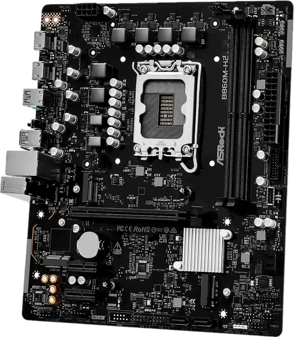 Placa de baza ASRock B860M-H2 Micro-ATX LGA1851 Intel B860 DDR5 8333+ MHz OC PCIe Gen5 M.2 HDMI 2.1 USB 3.2 Gen 2x2 Type-C pentru Intel Core Ultra Series 2