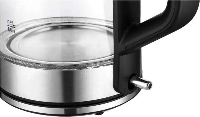Fierbător electric din sticlă OZON EKC-1705A-GS, 1.7L, 2200W, Inox și Plastic, Iluminare LED, Protecție Against Fierberea Uscată, Bază 360 grade, Argintiu