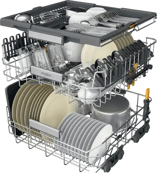Whirlpool W7I HP42 L Built-in Dishwasher, Black, 15 Place Settings, 6th Sense Technology, PowerClean Pro, NaturalDry, 42 dB, 10 Programs, AquaStop