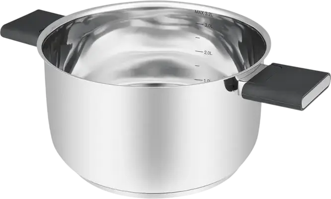 RESTO 92203 Anser Stainless Steel Casserole Pot with Glass Lid, 3.2L Volume, 20cm Diameter, Bakelite Handles, Induction Compatible