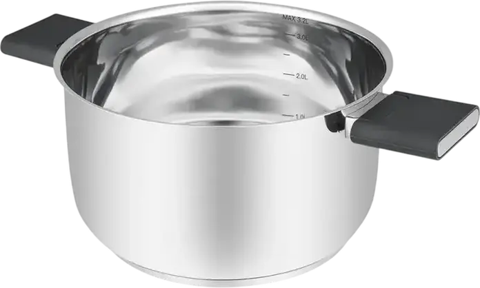 RESTO 92203 Anser Stainless Steel Casserole Pot with Glass Lid, 3.2L Volume, 20cm Diameter, Bakelite Handles, Induction Compatible