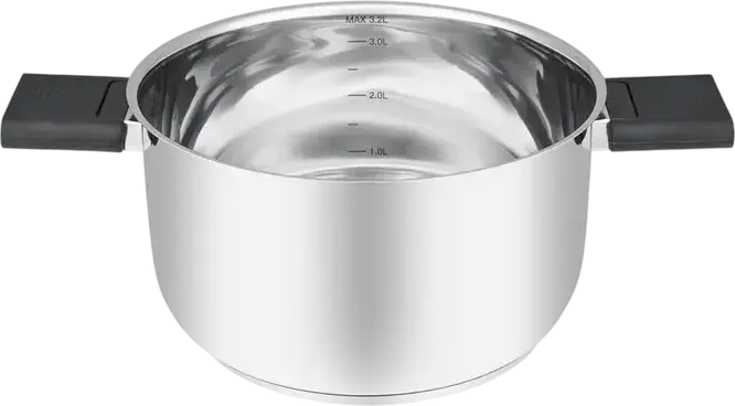 RESTO 92203 Anser Stainless Steel Casserole Pot with Glass Lid, 3.2L Volume, 20cm Diameter, Bakelite Handles, Induction Compatible