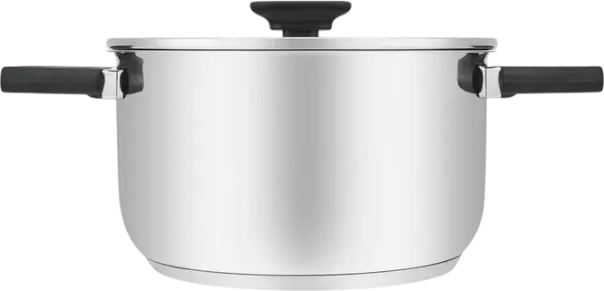 RESTO 92203 Anser Stainless Steel Casserole Pot with Glass Lid, 3.2L Volume, 20cm Diameter, Bakelite Handles, Induction Compatible