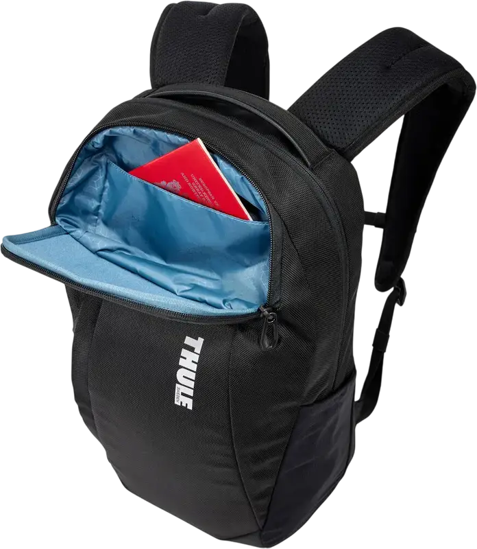 Rucsac Thule Accent TACBP2115 pentru laptop, 20L Poliester Reciclat, Compatibil cu laptop pana la 14" si tableta de 10.5", Rezistent la apa, Negru