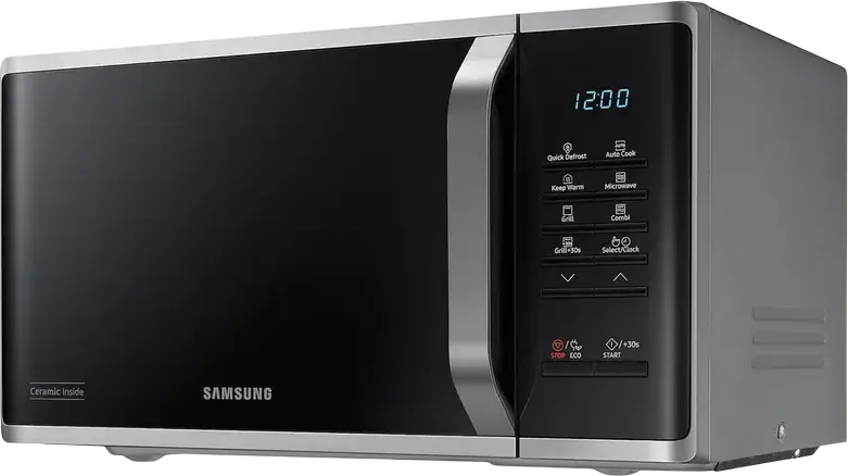 Cuptor cu Microunde Solo Samsung MS23K3523AS, Capacitate 23L, Putere 800W, Interior Smaltuit Ceramic, Defrost Rapid, Mod ECO, Gri/Negru, Freestanding
