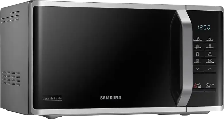 Cuptor cu Microunde Solo Samsung MS23K3523AS, Capacitate 23L, Putere 800W, Interior Smaltuit Ceramic, Defrost Rapid, Mod ECO, Gri/Negru, Freestanding