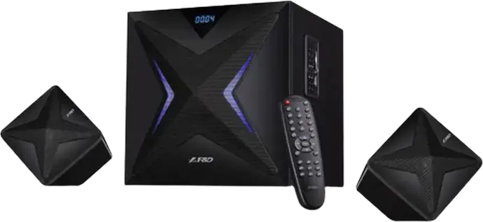Sistem Difuzoare Multimedia F&D F550X 2.1 Canale, 56W RMS, Bluetooth, NFC, Radio FM, USB, SD, Subwoofer 6.5", MDF Lemn, Iluminare LED, Telecomanda, Negru