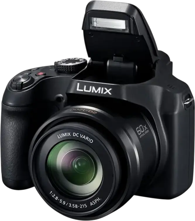 Panasonic Lumix DC-FZ82D Camera Bridge, 18.1MP, Zoom Optic 60x, Echivalent 20-1200mm, Video 4K, Vizor OLED, Negru