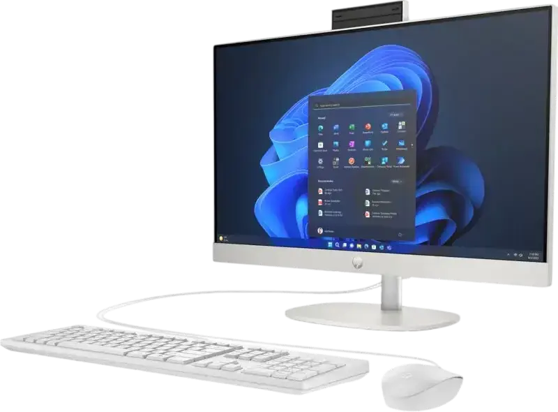 PC All-in-One HP ProOne 240 G10 Business, Ecran 23.8 inch Micro-Edge, Procesor Intel Core Ultra 120U, 8 GB RAM, SSD, Fara OS, Alb, Include Tastatura si Mouse