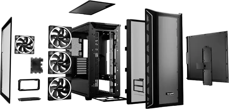 Carcasa PC be quiet! Shadow Base 800 FX, Neagra, Midi-Tower E-ATX, 4 ventilatoare 140mm Light Wings ARGB PWM, Sticla Temperata, Suport Radiator 420mm, USB-C