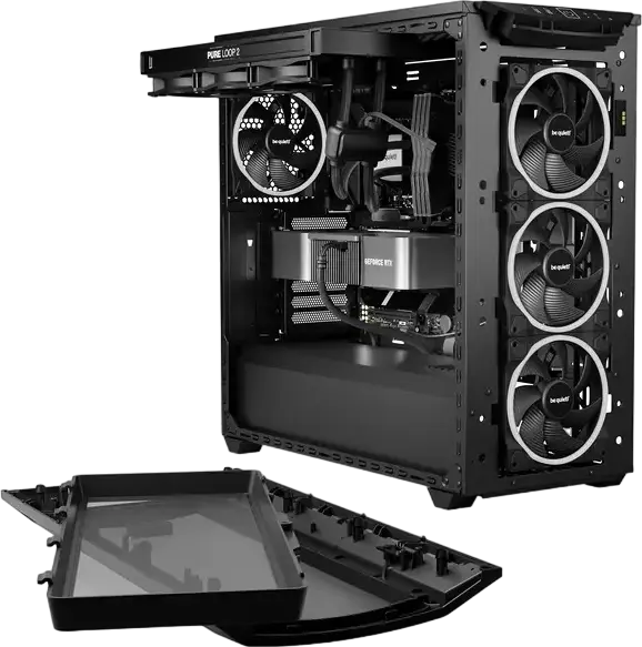 Carcasa PC be quiet! Shadow Base 800 FX, Neagra, Midi-Tower E-ATX, 4 ventilatoare 140mm Light Wings ARGB PWM, Sticla Temperata, Suport Radiator 420mm, USB-C