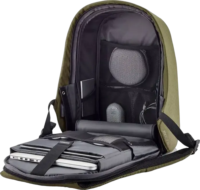 XD Design Bobby Hero Small Anti-Theft Backpack, Black, Water-Repellent R-pet Fabric, for 13.3 inch Laptops and 12.9 inch Tablets, USB Charging Port, 380x265x140mm