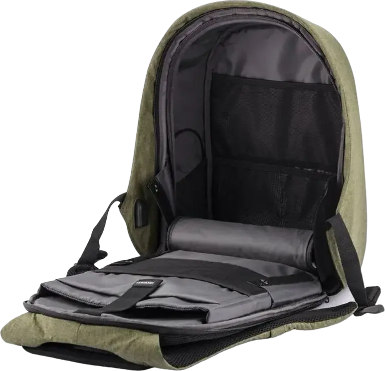 XD Design Bobby Hero Small Anti-Theft Backpack, Black, Water-Repellent R-pet Fabric, for 13.3 inch Laptops and 12.9 inch Tablets, USB Charging Port, 380x265x140mm
