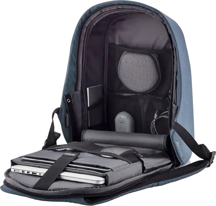 Rucsac Anti-Furt XD Design Bobby Hero Small, Albastru, Material R-pet Impermeabil, pentru Laptop 13.3 inch si Tableta 12.9 inch, Port USB, 380x265x140mm