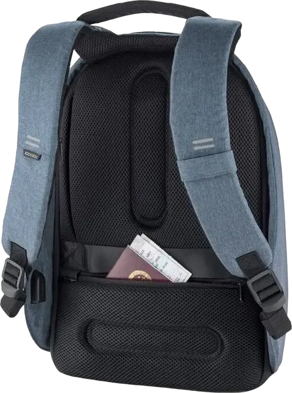 Rucsac Anti-Furt XD Design Bobby Hero Small, Albastru, Material R-pet Impermeabil, pentru Laptop 13.3 inch si Tableta 12.9 inch, Port USB, 380x265x140mm