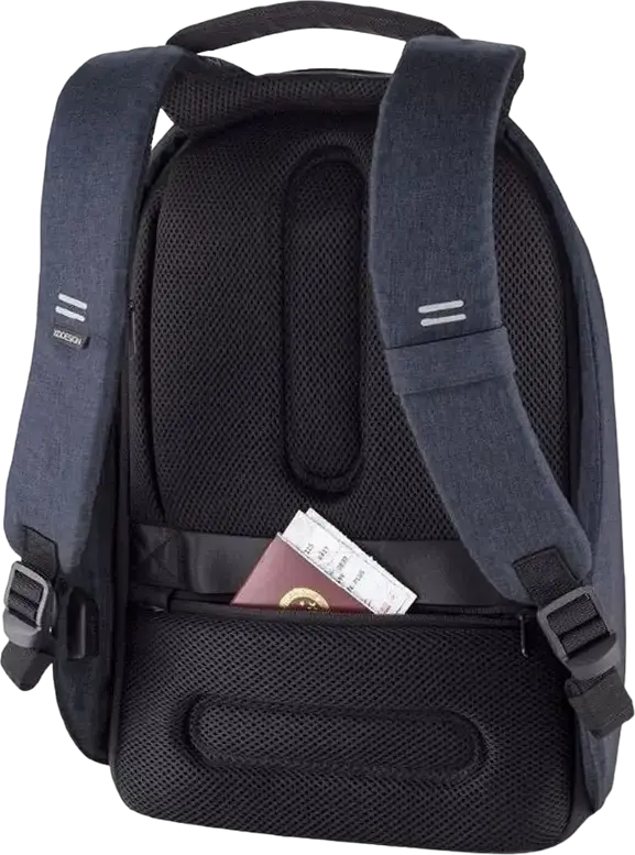 XD Design Bobby Hero Small Anti-Theft Backpack, Dark Blue, Water-Repellent R-pet Fabric, for 13.3 inch Laptops and 12.9 inch Tablets, USB Charging Port, 380x265x140mm