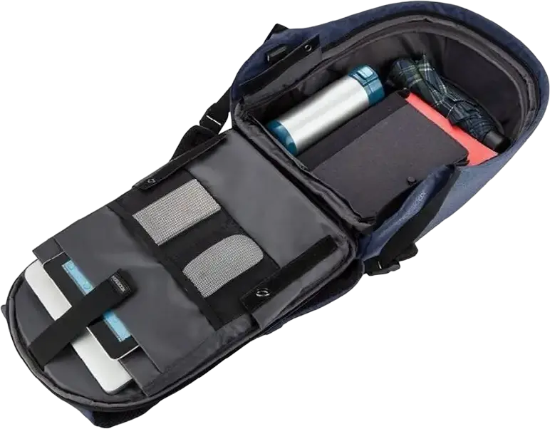 XD Design Bobby Hero Small Anti-Theft Backpack, Dark Blue, Water-Repellent R-pet Fabric, for 13.3 inch Laptops and 12.9 inch Tablets, USB Charging Port, 380x265x140mm