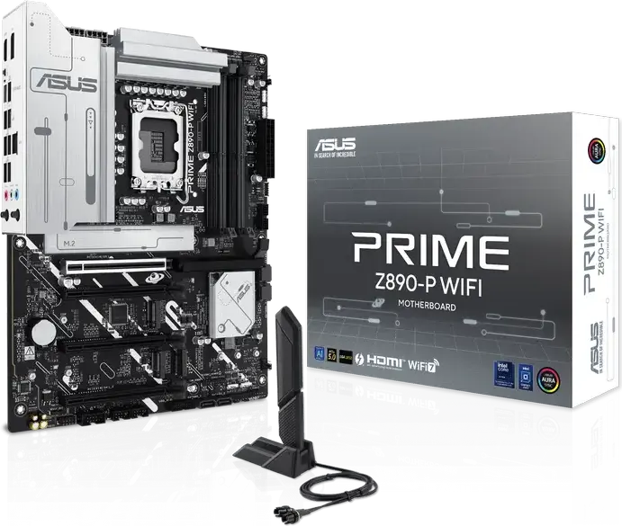 Материнская плата ASUS PRIME Z890-P WIFI LGA1851 Intel Z890 для Intel Core Ultra Series 2, DDR5 8666+ MT/s, PCIe 5.0, Wi-Fi 7, Thunderbolt 4, ATX