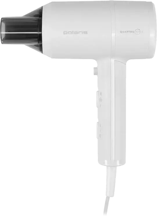 Polaris PHD2044Ti Quattro Ionic Hair Dryer 1900W, White, with Ionization, 3 Temperature Settings, 2 Airflow Modes, Cold Air Shot and 2 Concentrator Nozzles