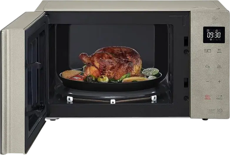 LG MH6535NBS Freestanding Microwave Oven with Grill, 25L, Smart Inverter Technology, 1000W Microwave, 900W Quartz Grill, Color: Silver