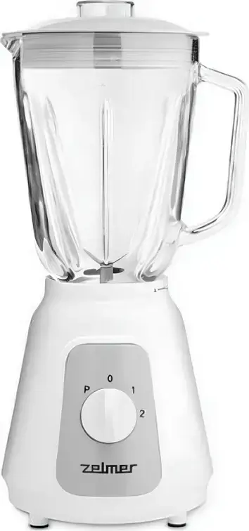 Zelmer ZSB4707 Countertop Blender, 500W, 1.5L Tempered Glass Jar, 4 Stainless Steel Detachable Blades, 2 Speeds + Pulse, Ice Crushing, White