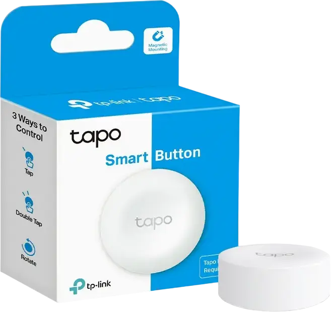 Buton Inteligent TP-Link Tapo S200B, Control de la Distanta Wireless cu Apasare Simpla, Dubla si Rotire, Alb, Necesita Hub Tapo H100/H200