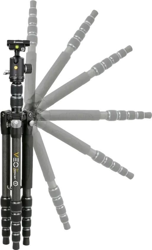 Trepied de Calatorie si Monopod Vanguard VEO 3T 235CBP din Fibra de Carbon, Cap Sferic Arca, Suporta 8kg, Inaltime 157cm, Suport Smartphone QS-72T