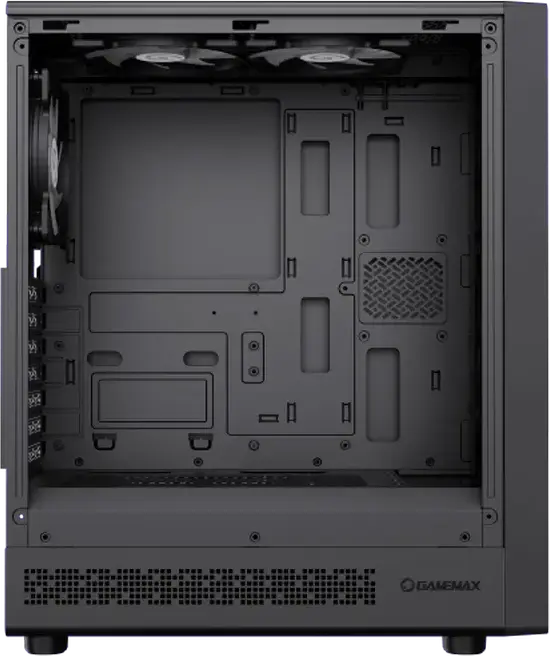 Gamemax Storm 2 AB Midi Tower Gaming Case, Tempered Glass, 4x 120mm ARGB Fans, E-ATX Support, Type-C, Mesh Front Panel, Black