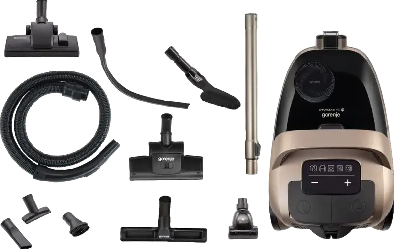 Gorenje VCE08GAPGOCY Bagless Cylinder Vacuum Cleaner, 850W Motor, 170W Suction Power, 3.3L Container, HEPA Filter, Bronze, ActiveBumper
