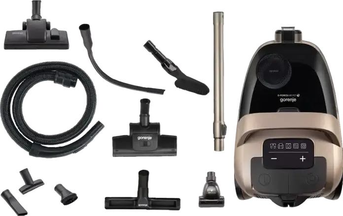 Gorenje VCE08GAPGOCY Bagless Cylinder Vacuum Cleaner, 850W Motor, 170W Suction Power, 3.3L Container, HEPA Filter, Bronze, ActiveBumper