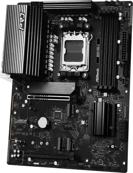 Материнская плата ASRock B850 Pro-A ATX AM5 чипсет AMD B850 DDR5 8000+ МГц OC PCIe 5.0 x16 Blazing M.2 Gen5 для процессоров Ryzen 9000 8000 7000