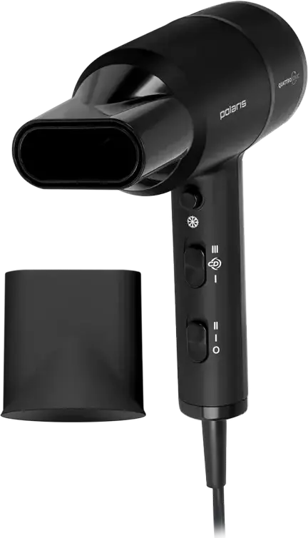 Polaris PHD2044Ti Quattro Ionic Hair Dryer 1900W, Black, with Ionization, 3 Temperature Settings, 2 Airflow Modes, Cold Air Shot and 2 Concentrator Nozzles