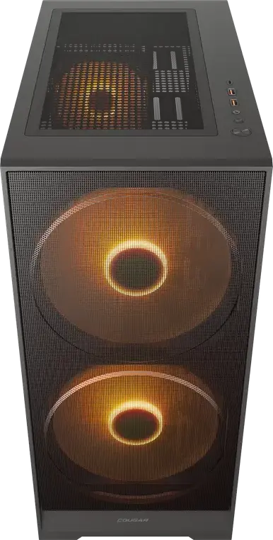 Игровой корпус Cougar Airface 180 Mid Tower, Черный, 2 ARGB PWM вентилятора 180мм, поддержка ATX, вертикальная установка GPU, USB 3.2 Gen 2 Type-C, RGB Hub