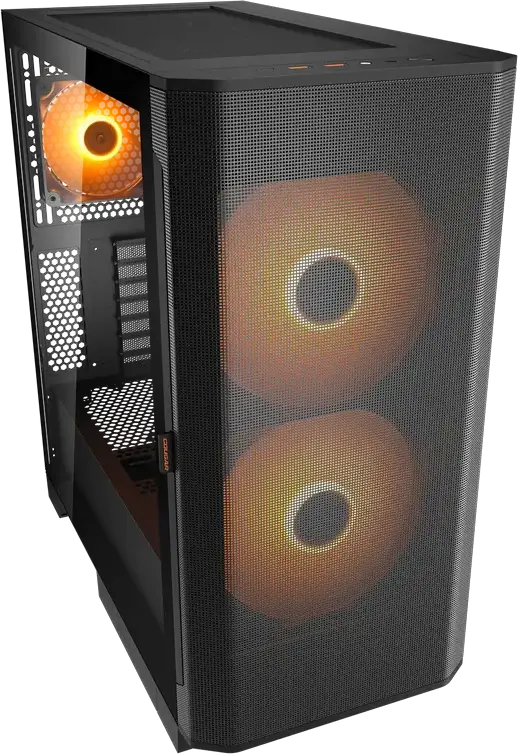 Корпус Cougar Airface FLO RGB Mid Tower, Черный, поддержка E-ATX, 3 ARGB PWM вентилятора, закаленное стекло, USB-C 3.2 Gen 2, CGR-5YA6W-RGB
