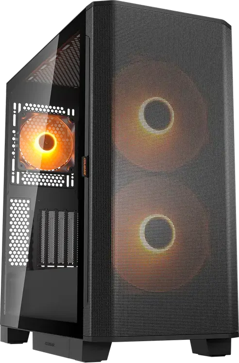 Корпус Cougar Airface FLO RGB Mid Tower, Черный, поддержка E-ATX, 3 ARGB PWM вентилятора, закаленное стекло, USB-C 3.2 Gen 2, CGR-5YA6W-RGB