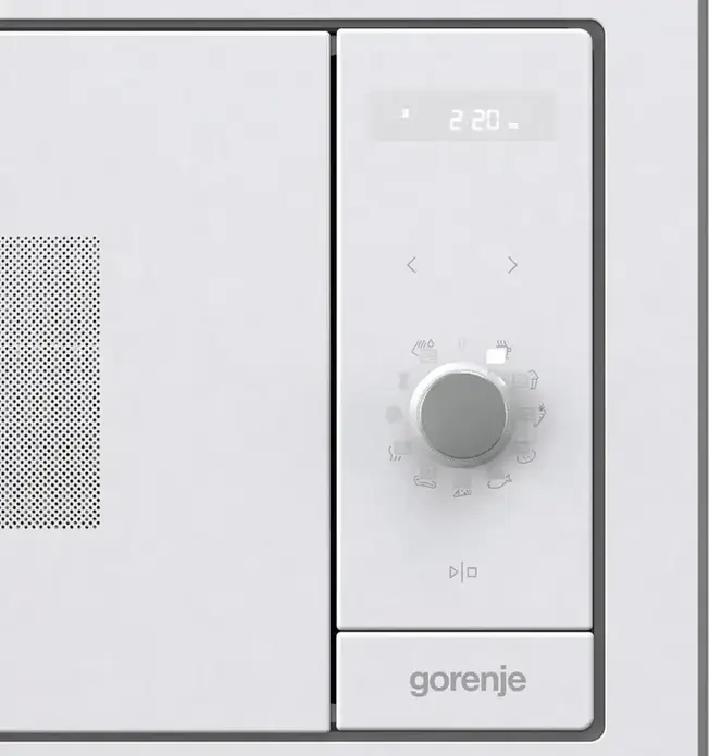Gorenje BM 235 G1SYW Built-in Microwave Oven with Quartz Grill, 23L Capacity, 900W Microwave, 1200W Grill, Stainless Steel Interior, White