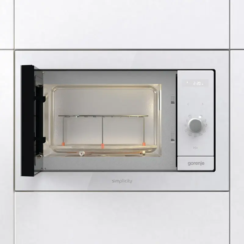 Gorenje BM 235 G1SYW Built-in Microwave Oven with Quartz Grill, 23L Capacity, 900W Microwave, 1200W Grill, Stainless Steel Interior, White