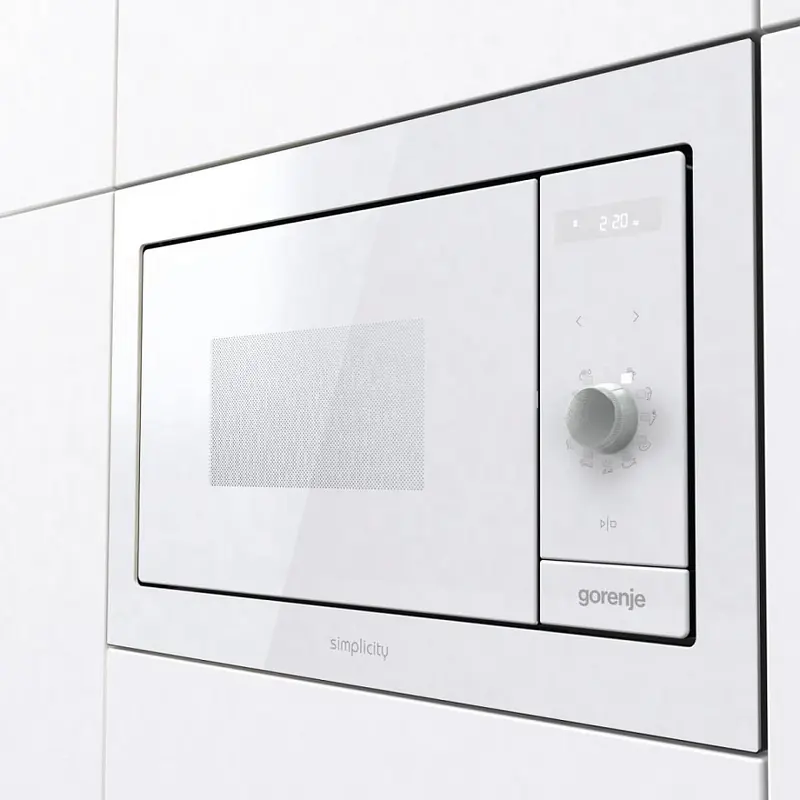 Gorenje BM 235 G1SYW Built-in Microwave Oven with Quartz Grill, 23L Capacity, 900W Microwave, 1200W Grill, Stainless Steel Interior, White