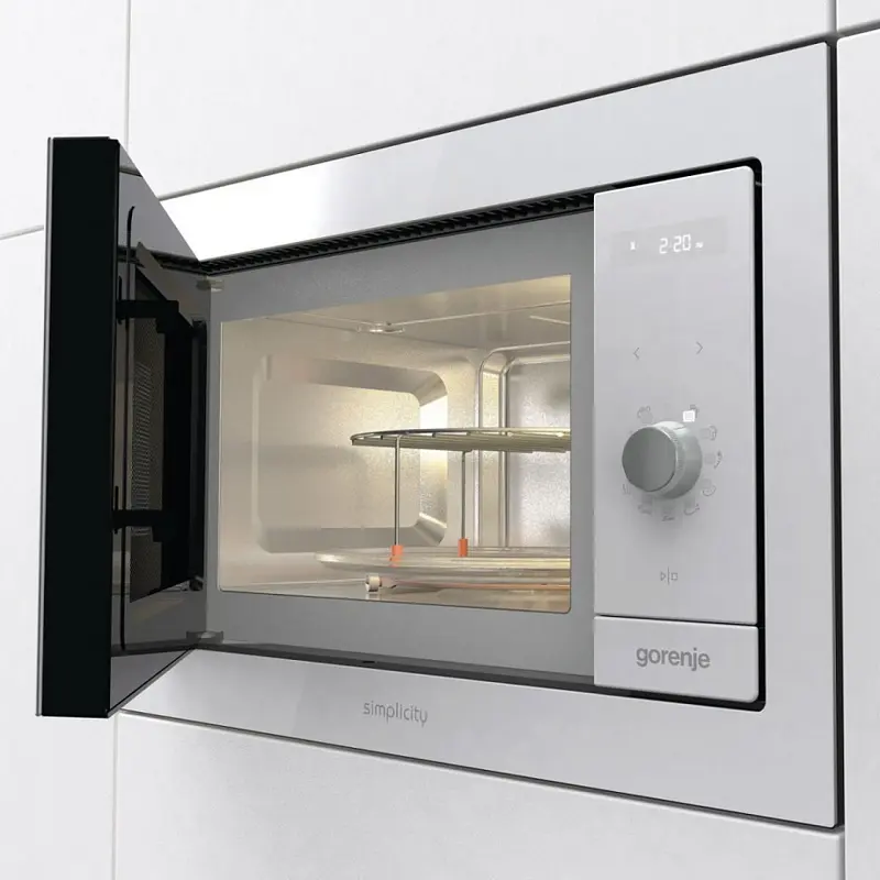 Gorenje BM 235 G1SYW Built-in Microwave Oven with Quartz Grill, 23L Capacity, 900W Microwave, 1200W Grill, Stainless Steel Interior, White