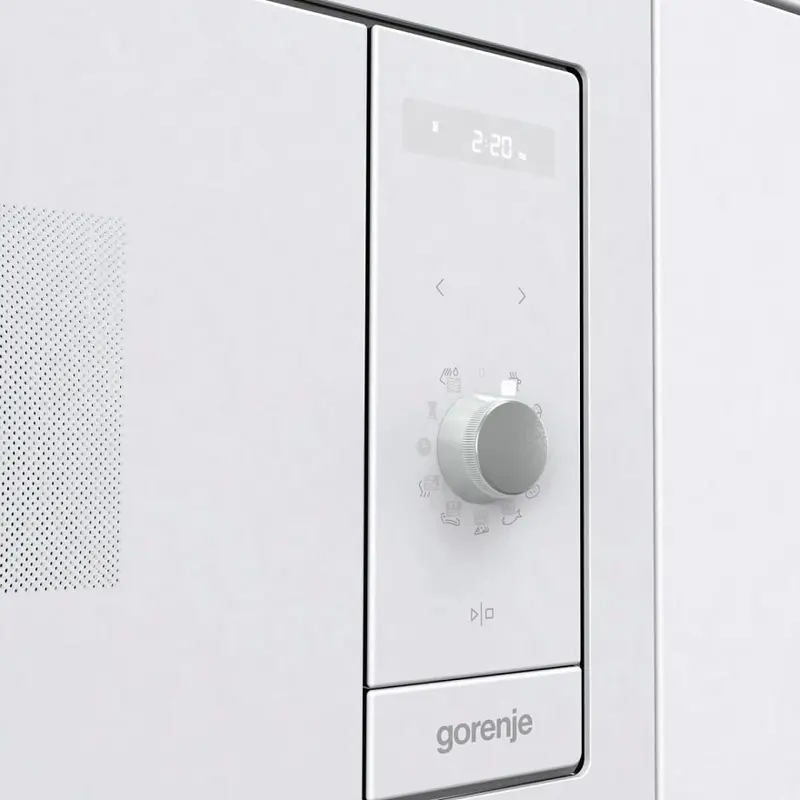 Gorenje BM 235 G1SYW Built-in Microwave Oven with Quartz Grill, 23L Capacity, 900W Microwave, 1200W Grill, Stainless Steel Interior, White